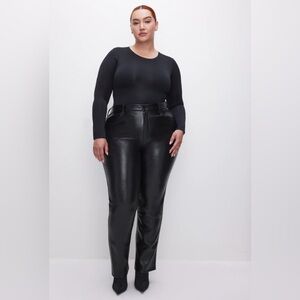 Good American NWT Good Icon Faux Leather Pants in Black. Size 15